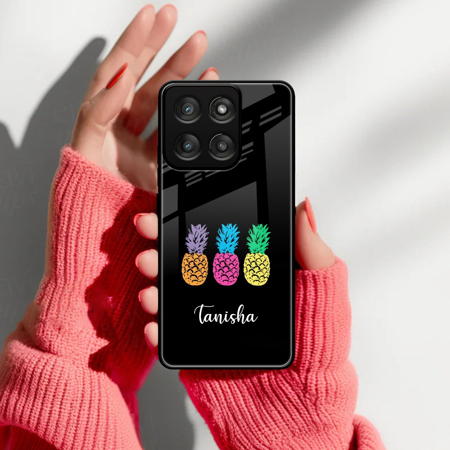 Colorful Pineapple Glass Case Cover For Motorola