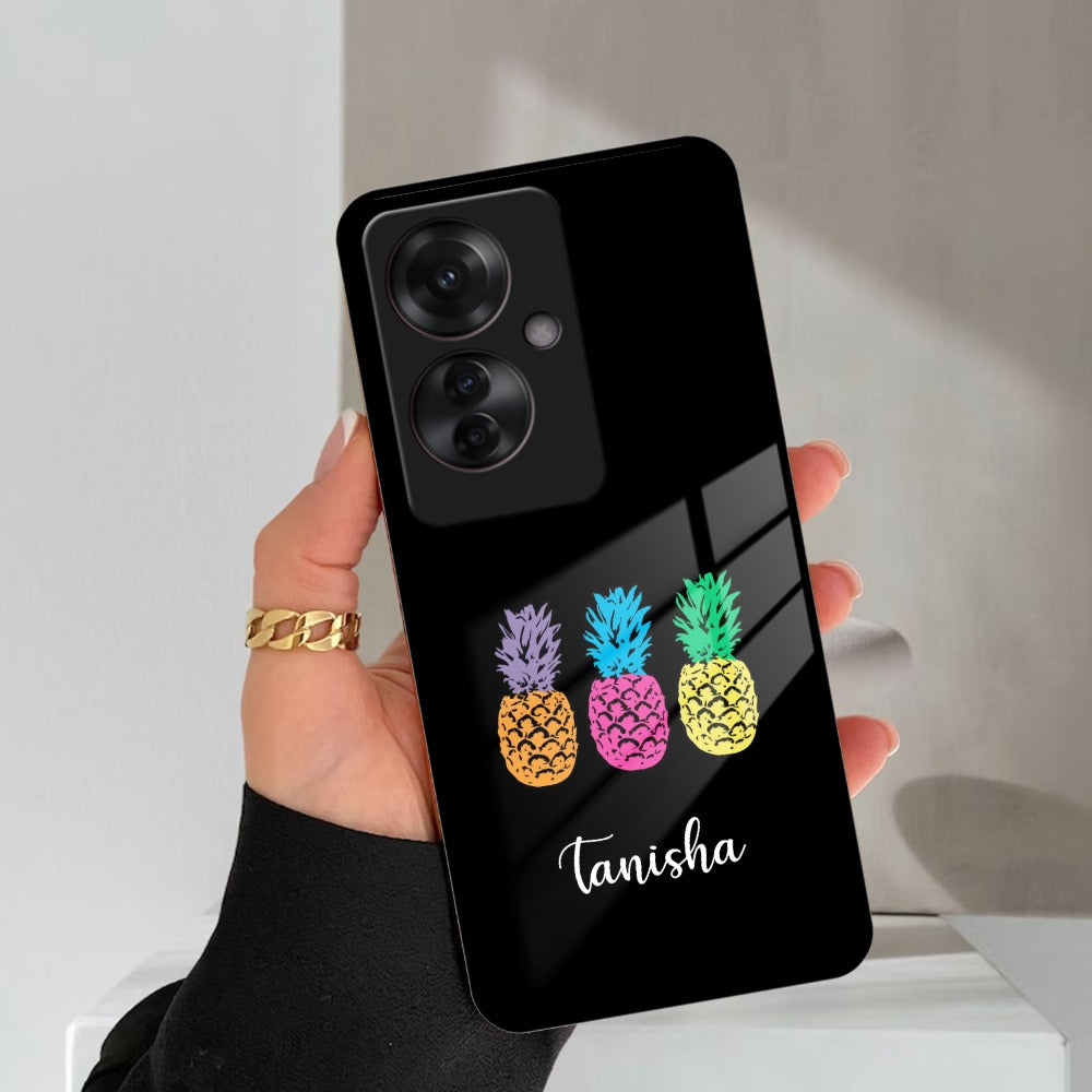 Colorful Pineapple Glass Case Cover For Oppo