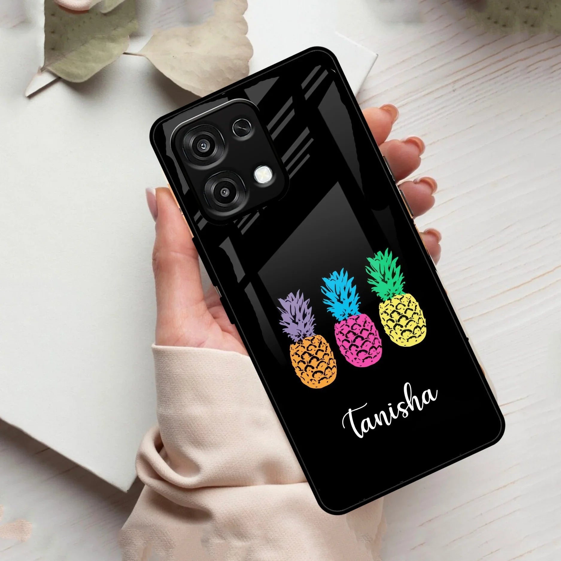 Colorful Pineapple Glass Case Cover For Oppo