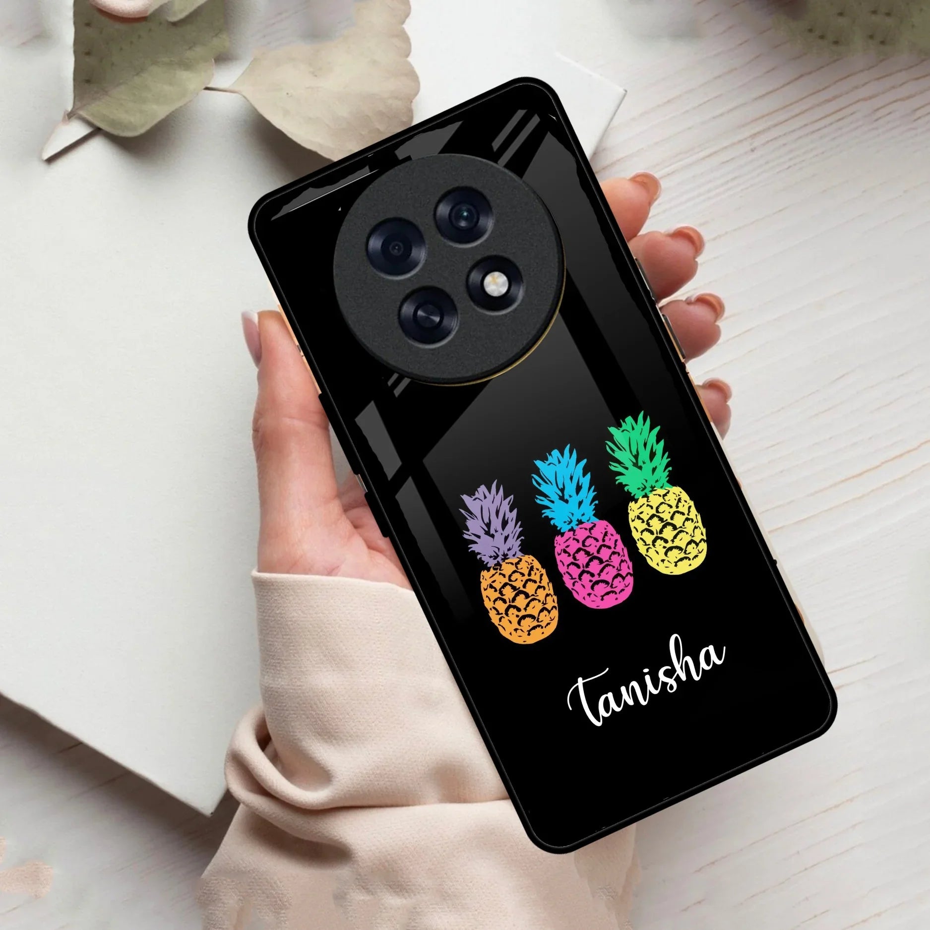 Colorful Pineapple Glass Case Cover For Oppo
