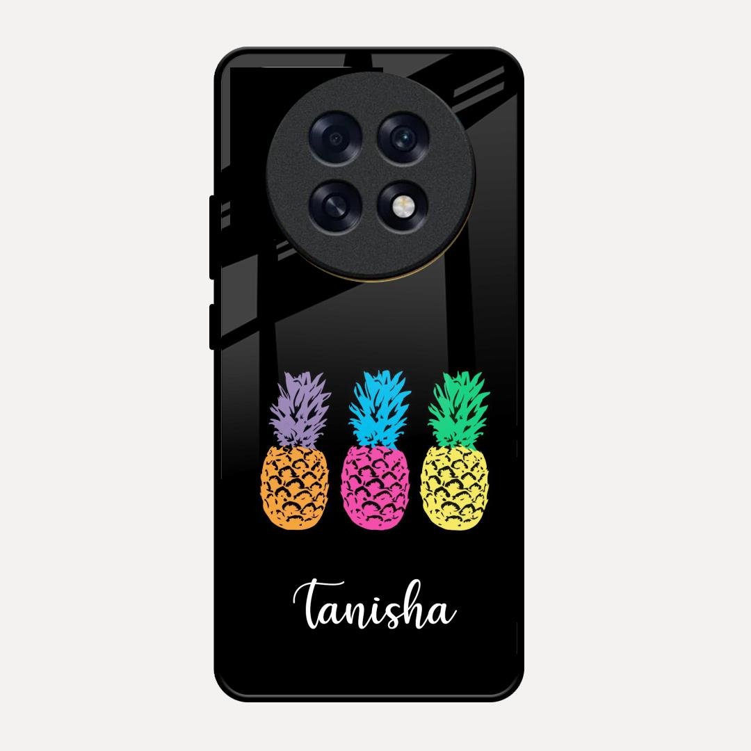 Colorful Pineapple Glass Case Cover For Oppo F31 Pro Plus 5G