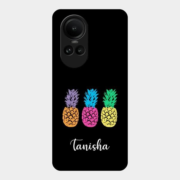 Colorful Pineapple Glass Case Cover For Oppo Reno 10 Pro 5G