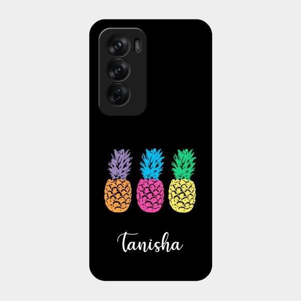 Colorful Pineapple Glass Case Cover For Oppo Reno 12 Pro 5G