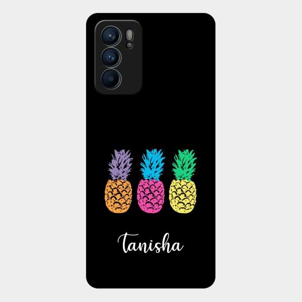 Colorful Pineapple Glass Case Cover For Oppo Reno 6 5G