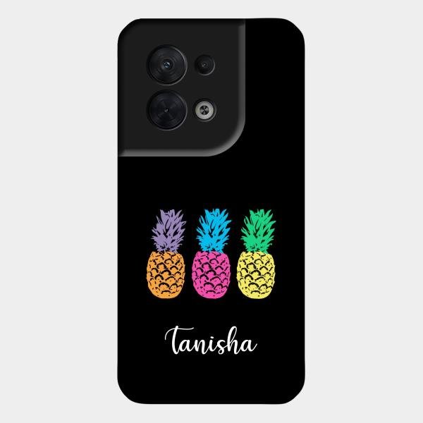 Colorful Pineapple Glass Case Cover For Oppo Reno 8 5G