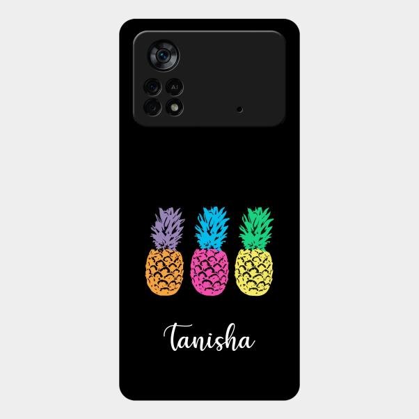 Colorful Pineapple Glass Case Cover For Poco X4 Pro 5G
