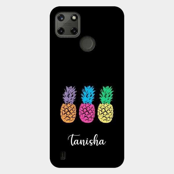 Colorful Pineapple Glass Case Cover For Realme C25Y