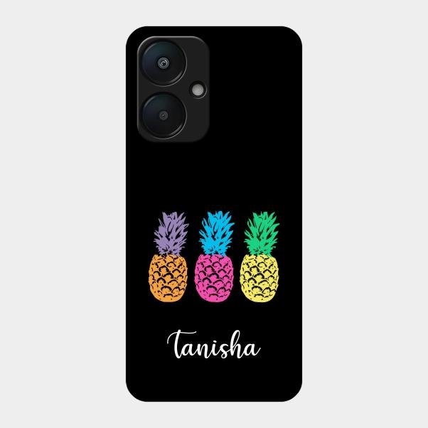 Colorful Pineapple Glass Case Cover For Redmi 13C 5G