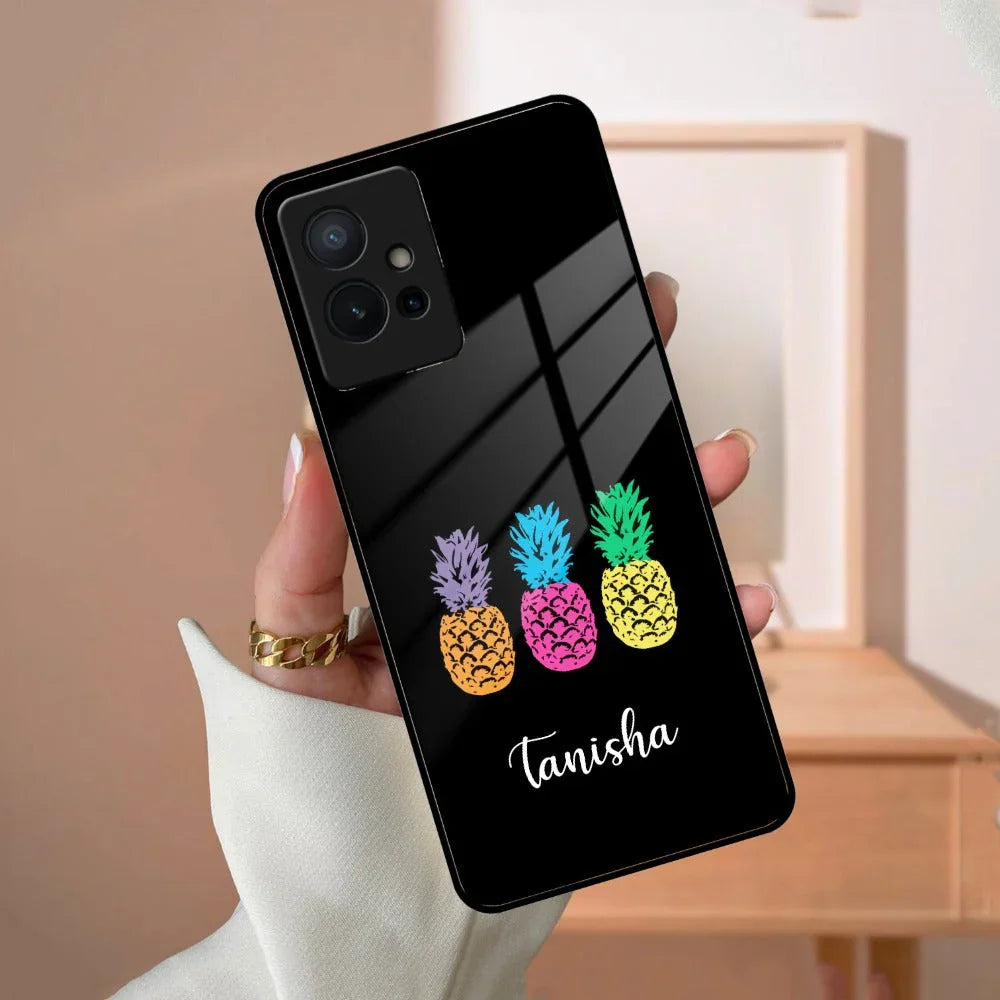 Colorful Pineapple Glass Case Cover For iQOO - ShopOnCliQ
