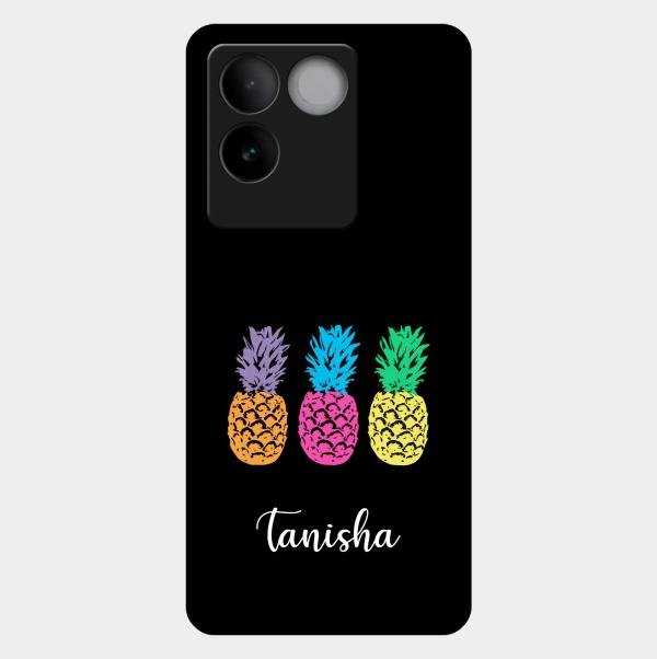 Colorful Pineapple Glass Case Cover For Vivo T2 Pro 5G
