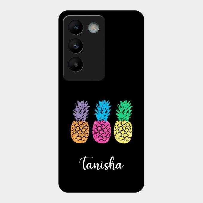 Colorful Pineapple Glass Case Cover For Vivo T3 5G