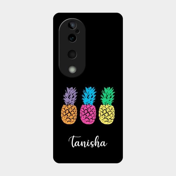 Colorful Pineapple Glass Case Cover For Vivo T3 Ultra