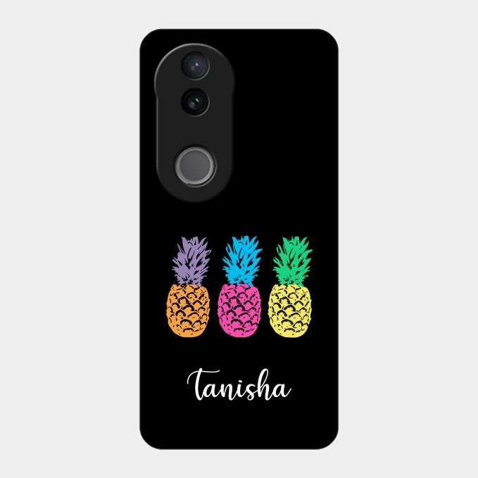 Colorful Pineapple Glass Case Cover For Vivo T4R 5G
