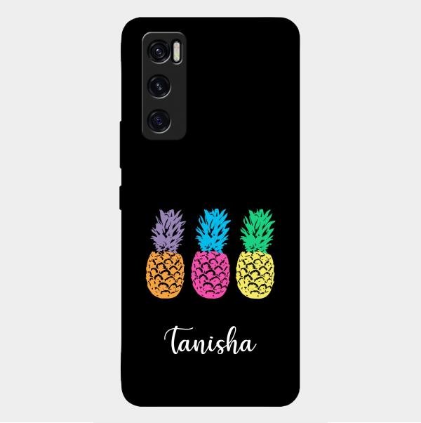 Colorful Pineapple Glass Case Cover For Vivo V20 Se