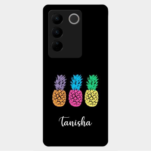 Colorful Pineapple Glass Case Cover For Vivo V27 5G