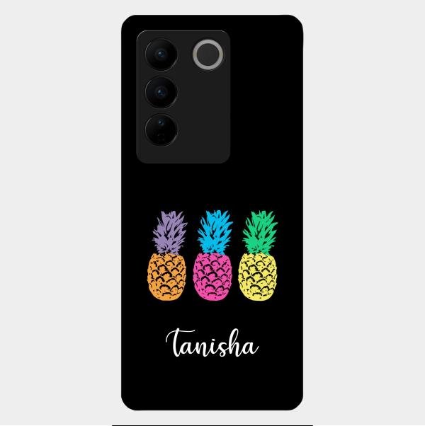 Colorful Pineapple Glass Case Cover For Vivo V27 Pro 5G