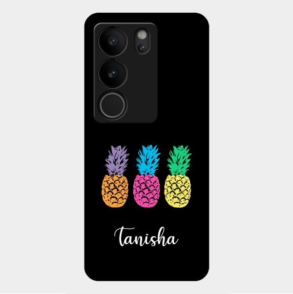 Colorful Pineapple Glass Case Cover For Vivo V29 Pro 5G