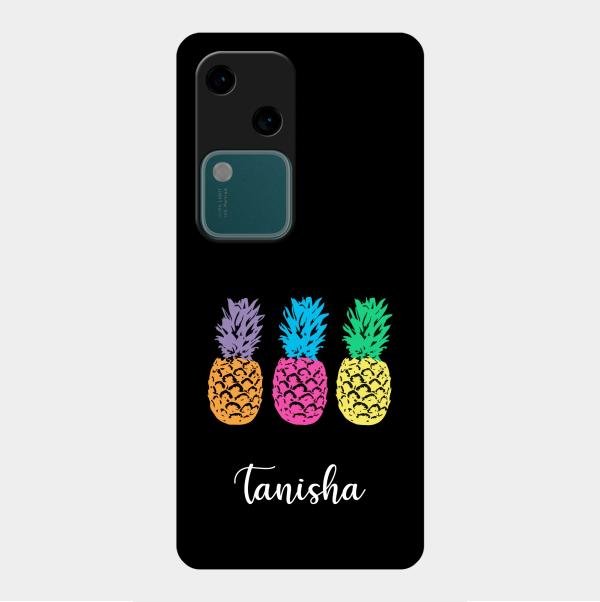 Colorful Pineapple Glass Case Cover For Vivo V30 5G