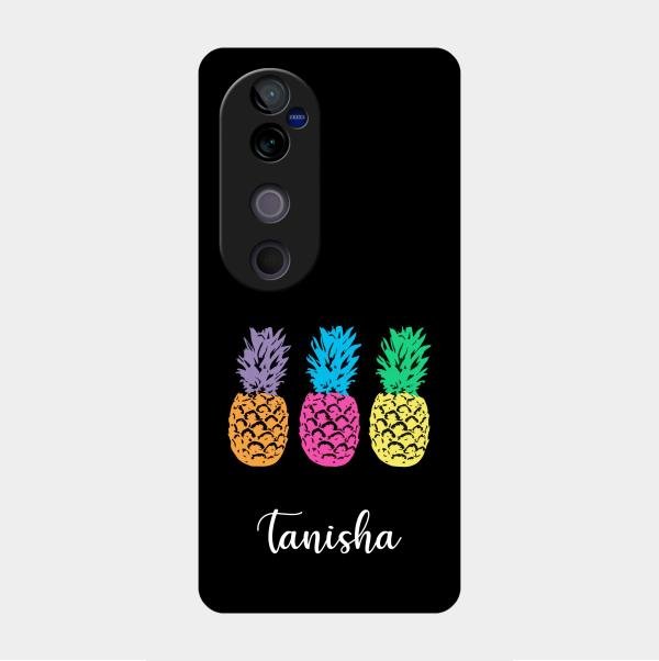 Colorful Pineapple Glass Case Cover For Vivo V40 Pro 5G