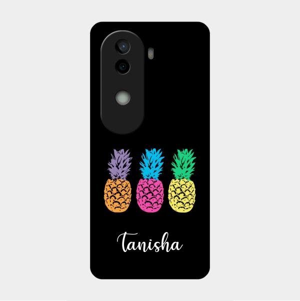 Colorful Pineapple Glass Case Cover For Vivo V40E 5G