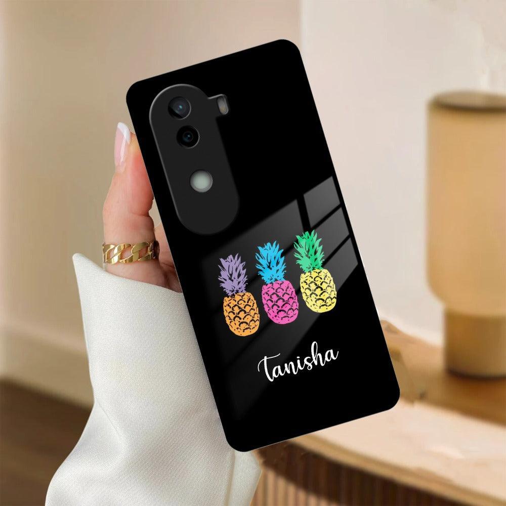 Colorful Pineapple Glass Case Cover For iQOO