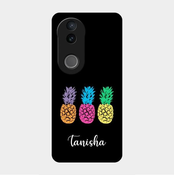 Colorful Pineapple Glass Case Cover For Vivo V50E 5G