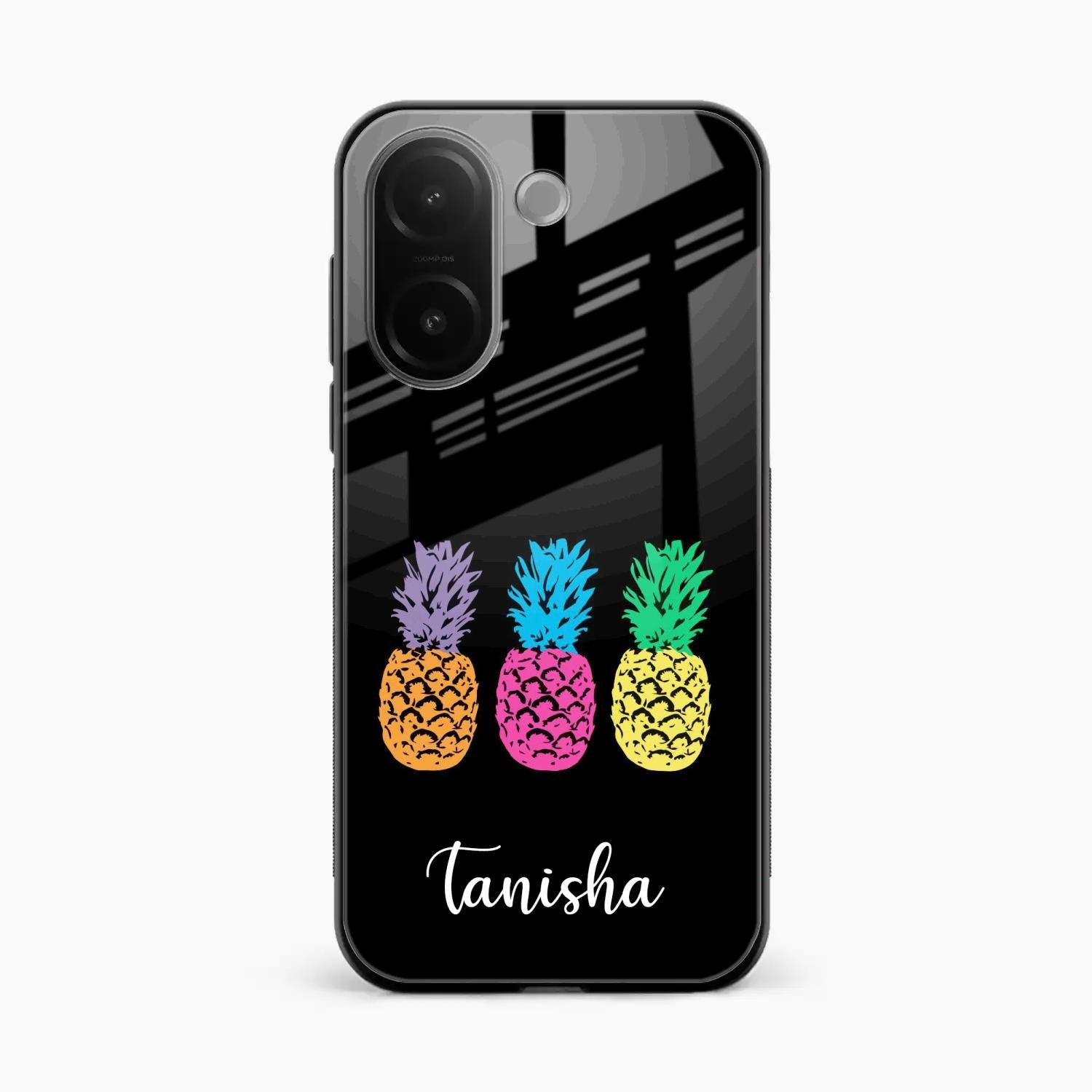 Colorful Pineapple Glass Case Cover For Vivo V60e 5G