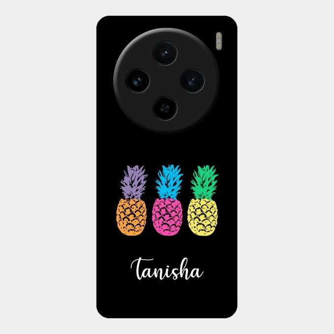 Colorful Pineapple Glass Case Cover For Vivo X100 5G