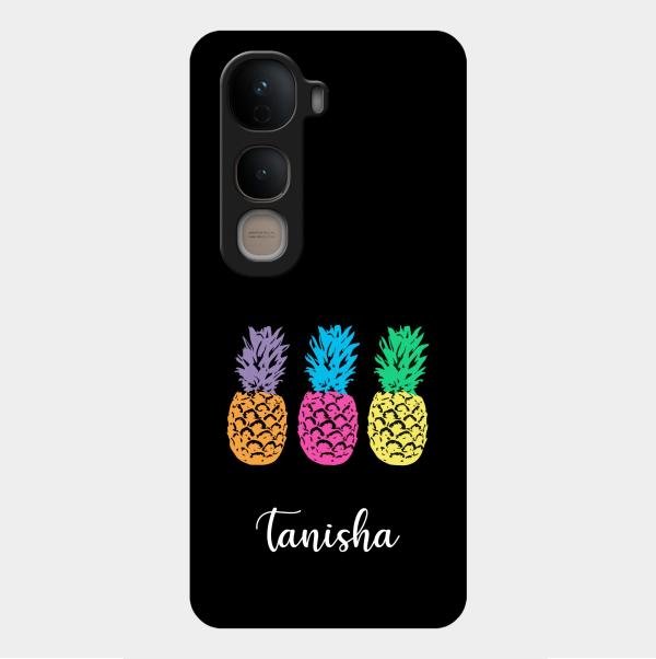 Colorful Pineapple Glass Case Cover For Vivo Y400 5G