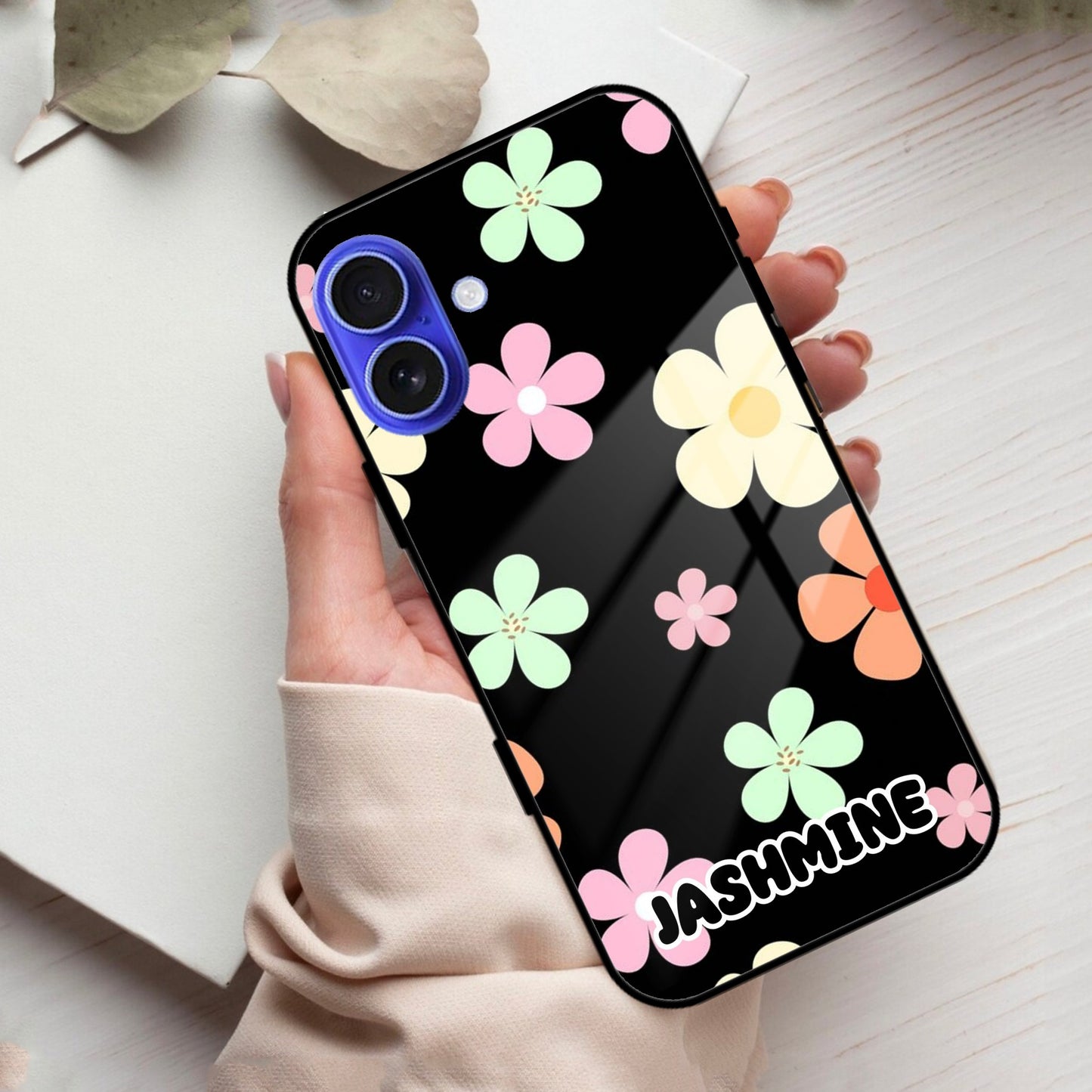 Colorfull  Daisy Floral Glass Case Cover For iPhone