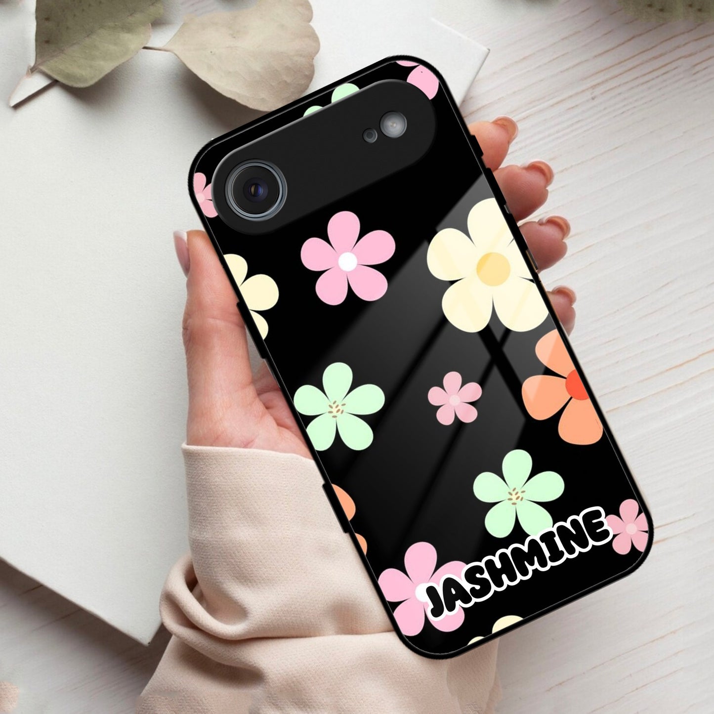 Colorfull  Daisy Floral Glass Case Cover For iPhone