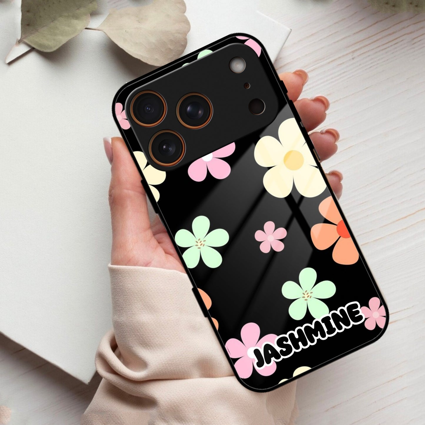 Colorfull  Daisy Floral Glass Case Cover For iPhone