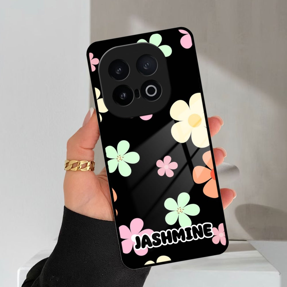 Colorfull Daisy Floral Glass Case Cover For iQOO