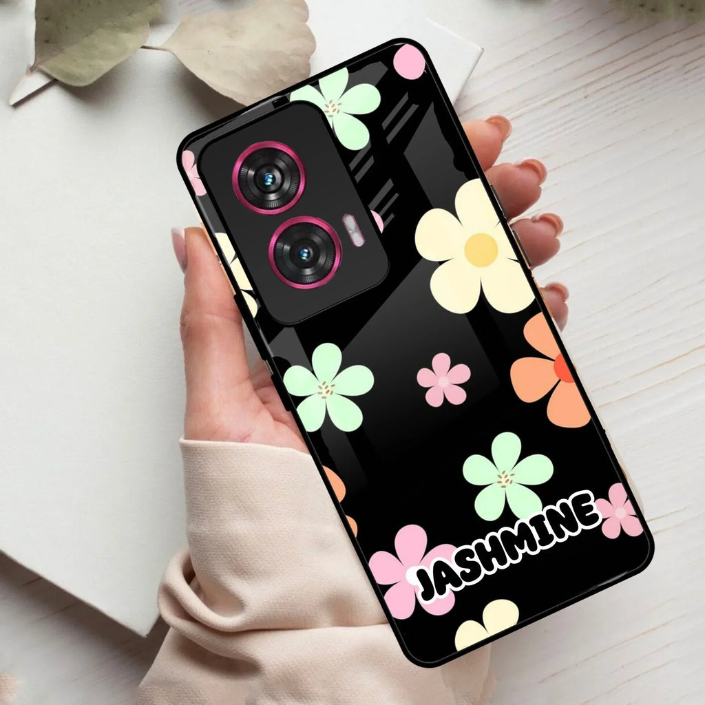 Colorfull Daisy Floral Glass Case Cover For Motorola - ShopOnCliQ