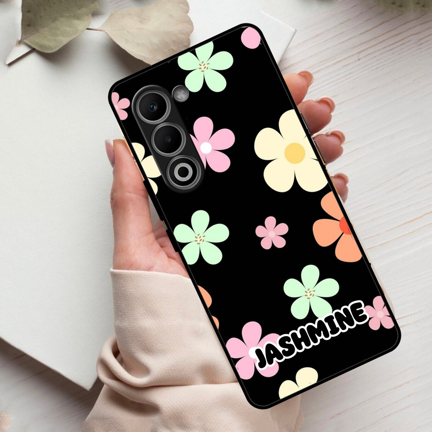 Colorfull  Daisy Floral Glass Case Cover For Oppo
