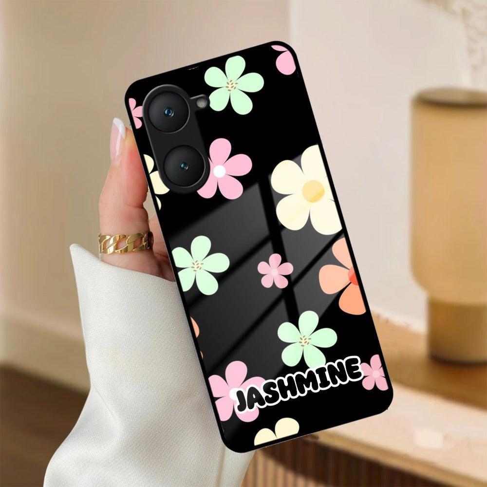 Colorfull Daisy Floral Glass Case Cover For iQOO