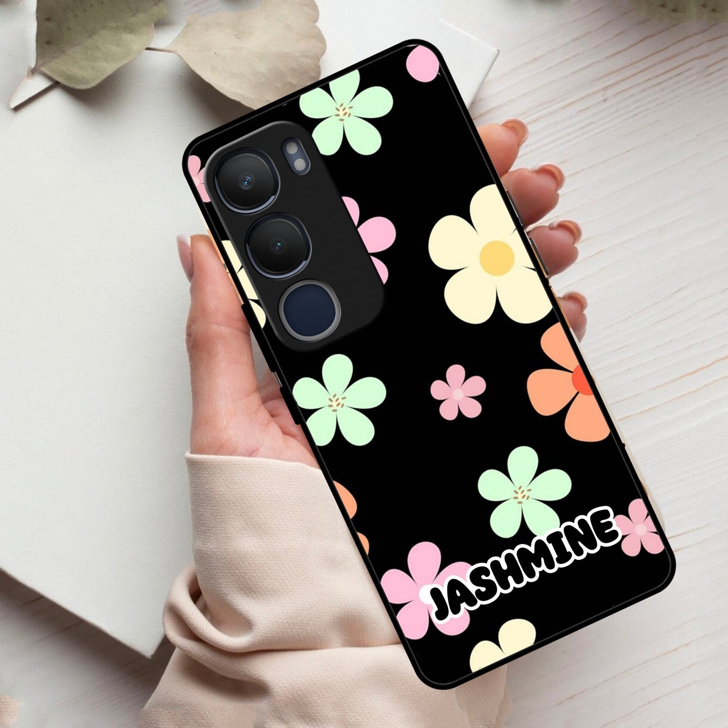 Colorfull Daisy Floral Glass Case Cover For Vivo