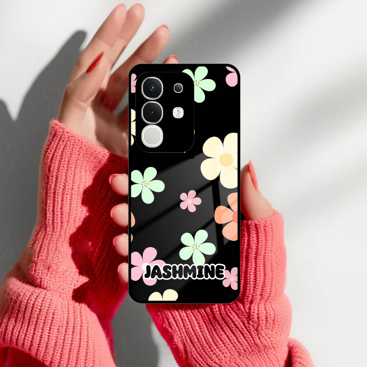 Colorfull Daisy Floral Glass Case Cover For Vivo