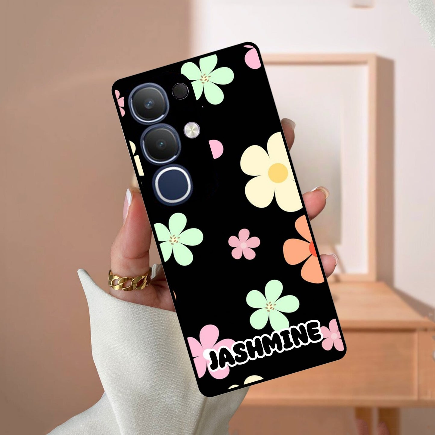 Colorfull Daisy Floral Glass Case Cover For Vivo