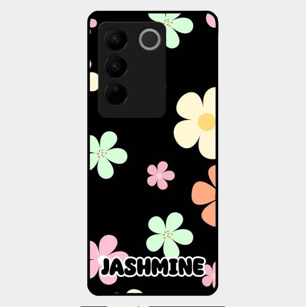 Colorfull Daisy Floral Glass Case Cover For Vivo V27 Pro 5G
