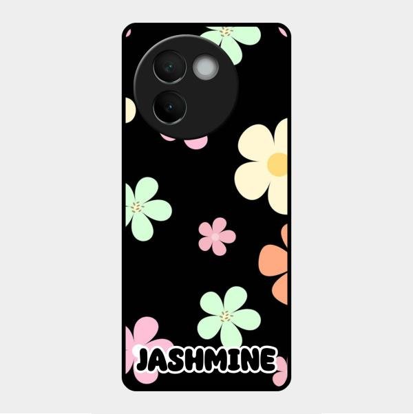 Colorfull Daisy Floral Glass Case Cover For Vivo V30E 5G