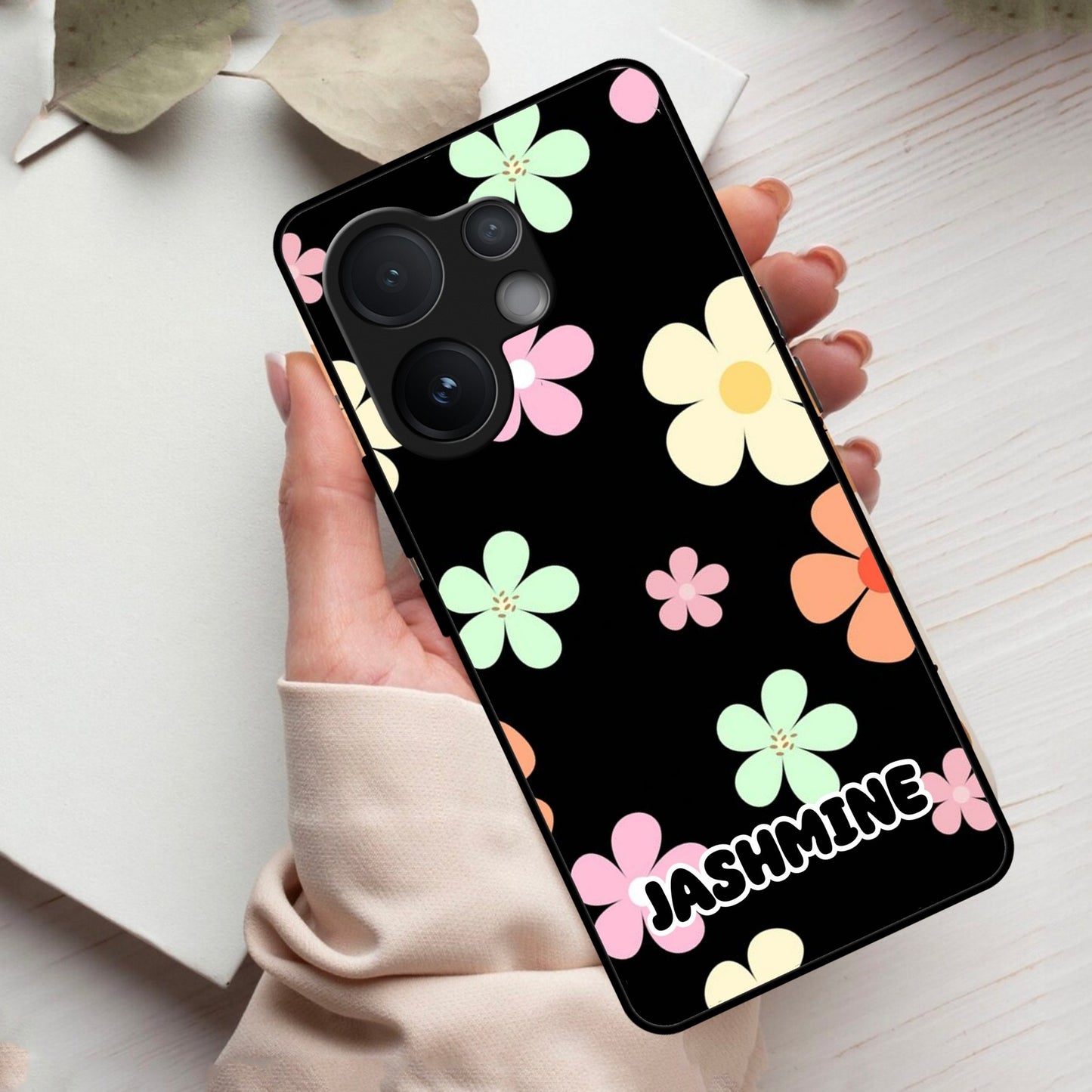 Colorfull Daisy Floral Glass Case Cover For Vivo