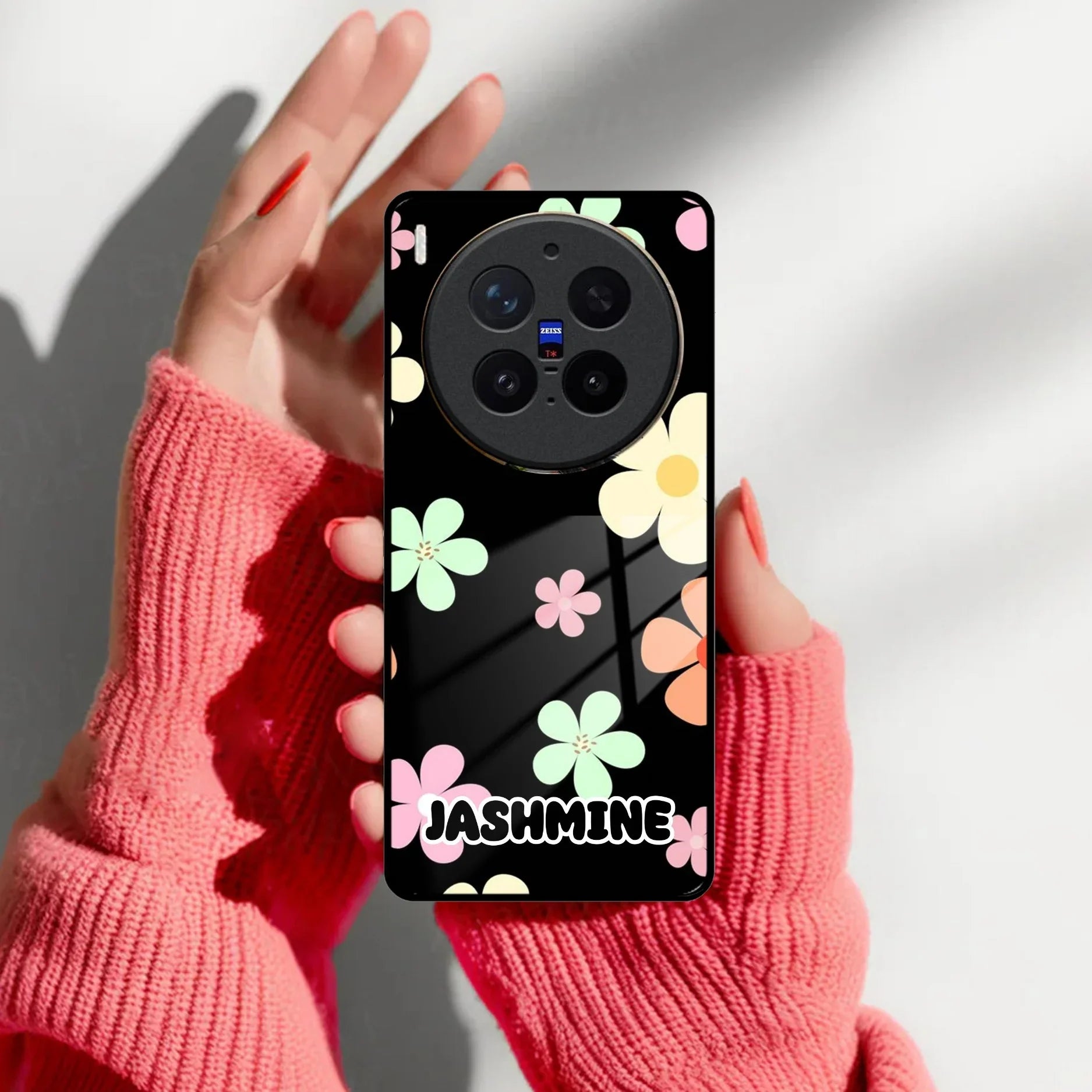 Colorfull Daisy Floral Glass Case Cover For Vivo