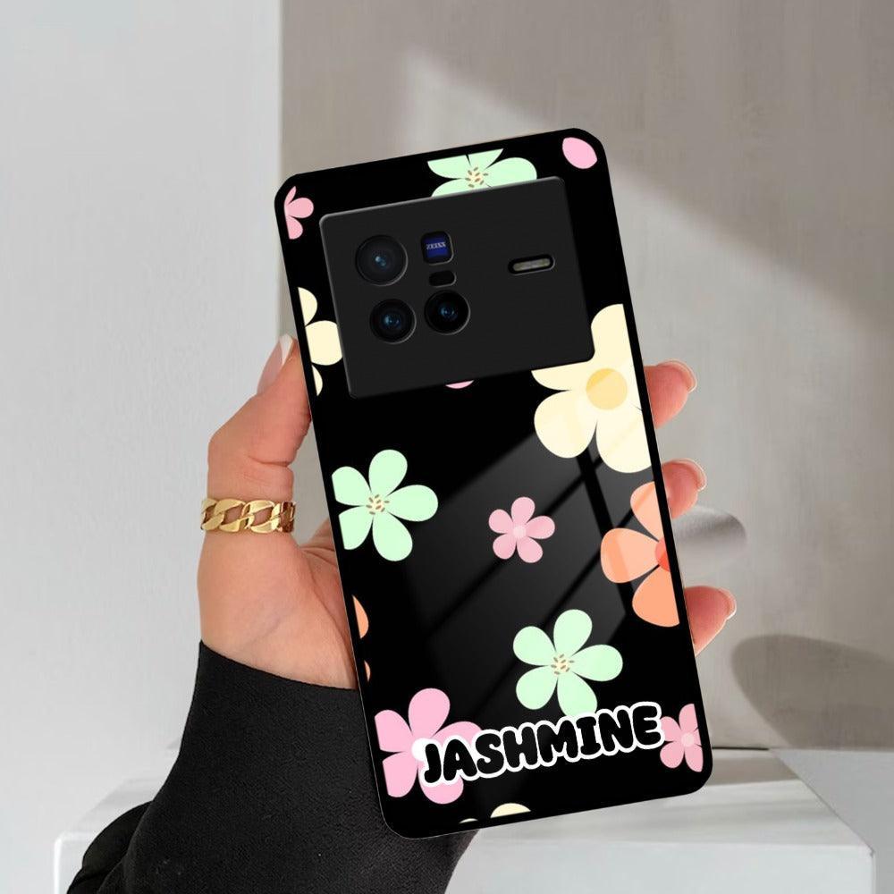 Colorfull Daisy Floral Glass Case Cover For iQOO