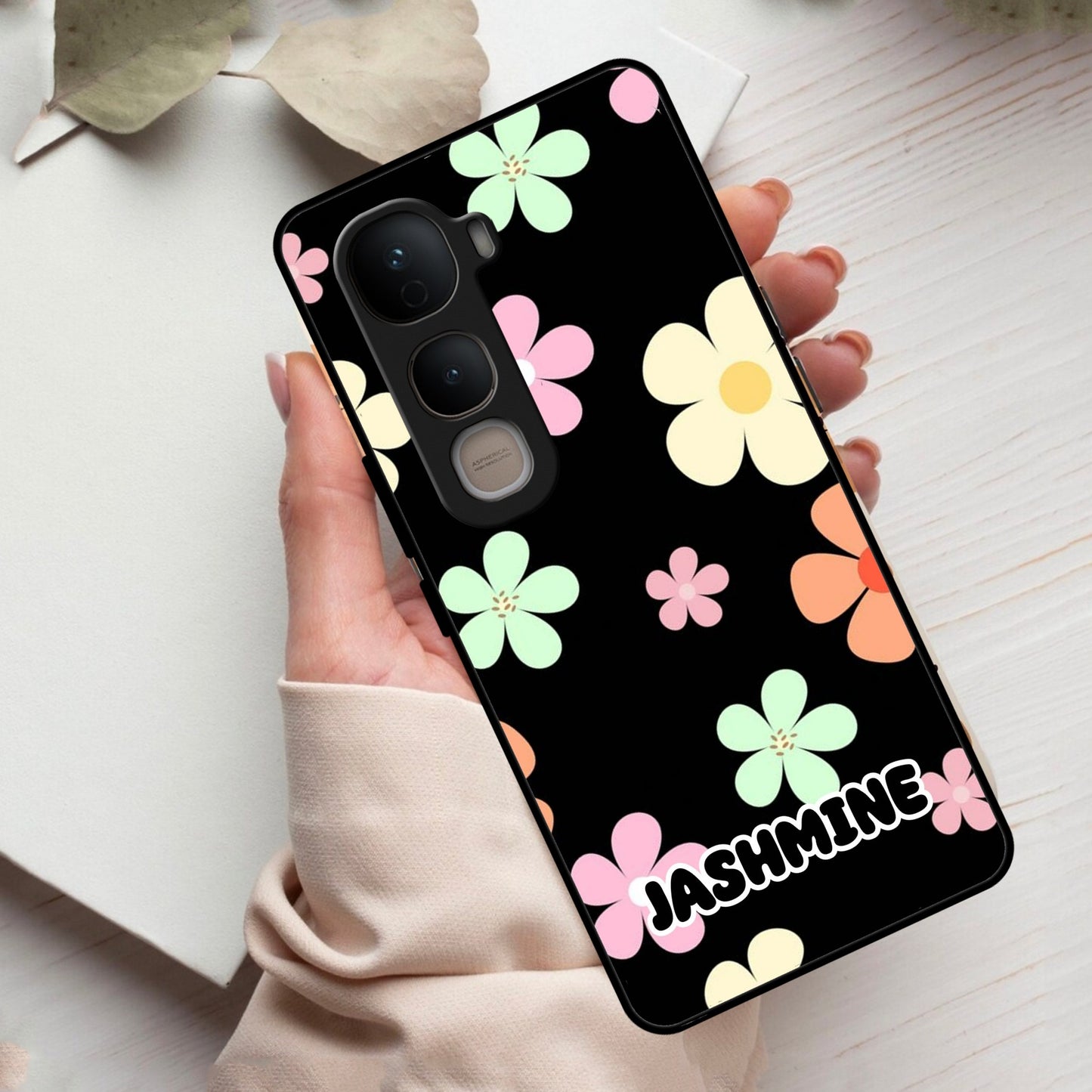 Colorfull Daisy Floral Glass Case Cover For Vivo