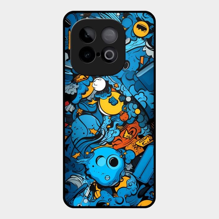 Cosmic Doodle Blast Metal Case Cover For iQOO - ShopOnCliQ