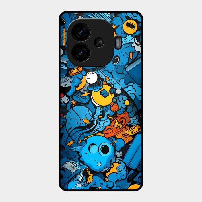 Cosmic Doodle Blast Metal Case Cover For iQOO - ShopOnCliQ
