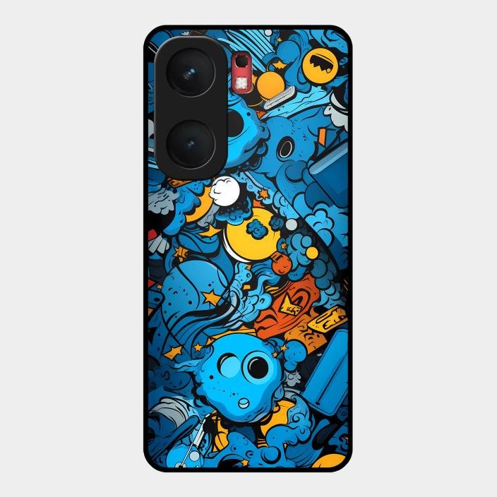 Cosmic Doodle Blast Metal Case Cover For iQOO - ShopOnCliQ
