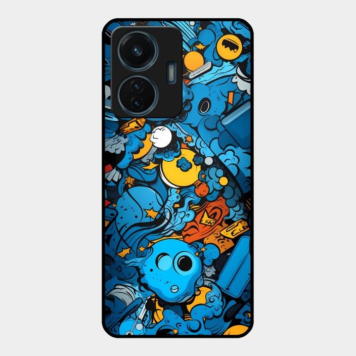 Cosmic Doodle Blast Metal Case Cover For iQOO - ShopOnCliQ