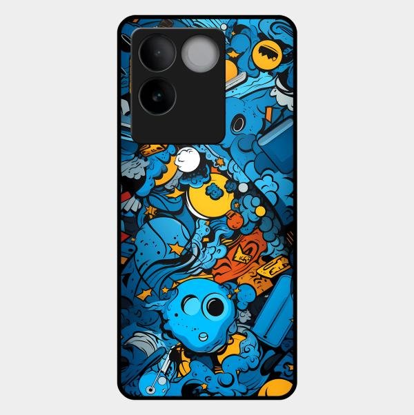 Cosmic Doodle Blast Metal Case Cover For iQOO - ShopOnCliQ